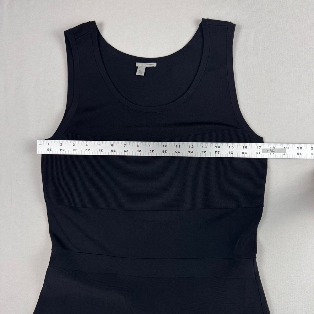 Halogen Fit and Flare Dress Women Large Black Ribbed Knit Sleeveless LBD - Picture 6 of 11